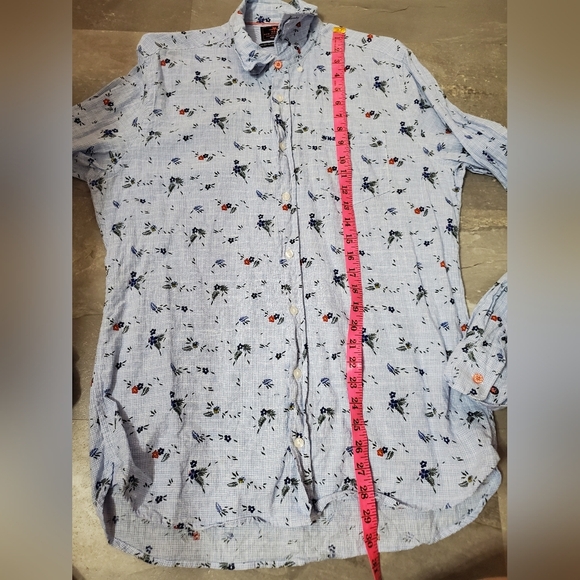 NZA New Zealand Auckland Plaid Floral Button Down Shirt. Blue, White. Men L. - Picture 4 of 11